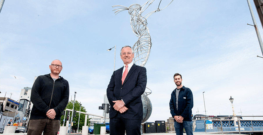 Pictured (L-R) are Glenn McClements, COO and Head of Engineering, Whitespace with Kevin Holland, CEO, Invest NI and Russell Kane, Head of Design, Whitespace.