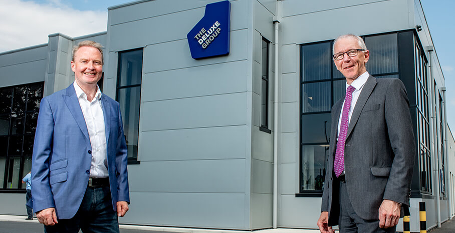 Pictured (L-R) is Richard Hill, Business Development Director, The Deluxe Group with Brian Dolaghan, Executive Director of Business Solutions, Invest NI