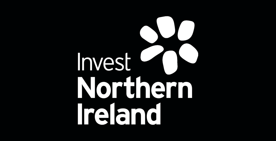Black and white Invest Ni logo