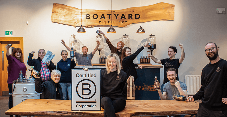 The team at Boatyard Distillery celebrating their B Corp certification 